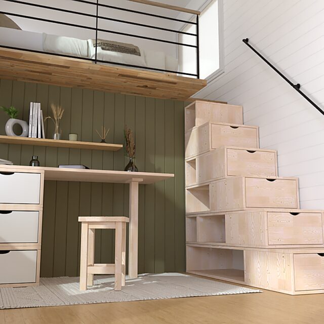 ABC MEUBLES - Escalier cube de rangement hauteur 150cm