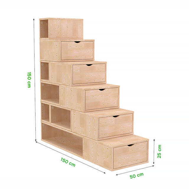 ABC MEUBLES - Escalier cube de rangement hauteur 150cm