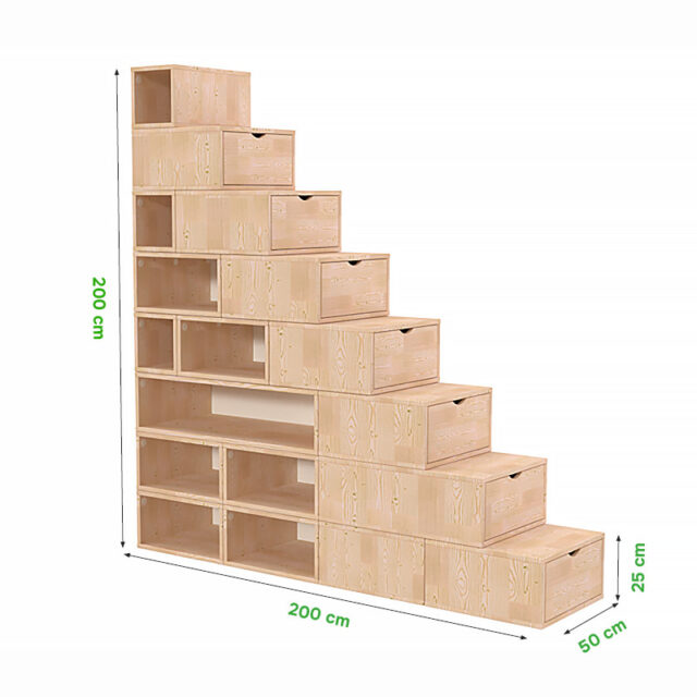 ABC MEUBLES - Escalier Cube de rangement hauteur 200 cm