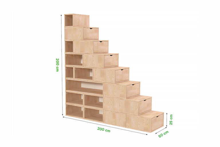 ABC MEUBLES - Escalier Cube de rangement hauteur 200 cm