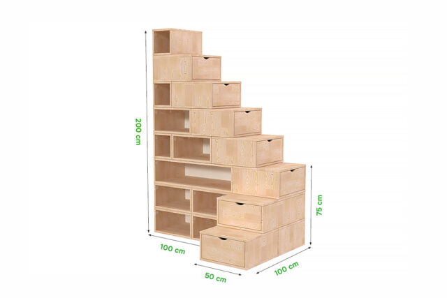 ABC MEUBLES - Escalier Cube de rangement hauteur 200 cm