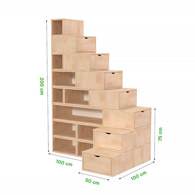 ABC MEUBLES - Escalier Cube de rangement hauteur 200 cm