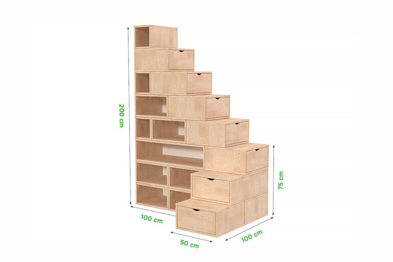 ABC MEUBLES - Escalier Cube de rangement hauteur 200 cm