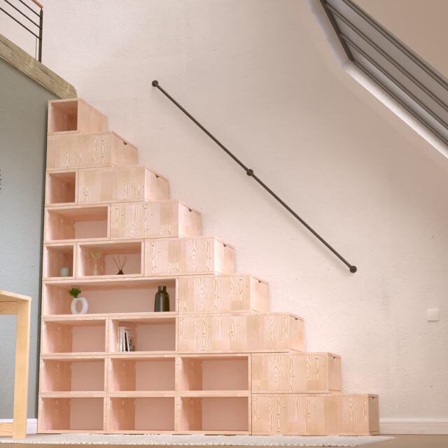 ABC MEUBLES - Escalier cube de rangement hauteur 225 cm