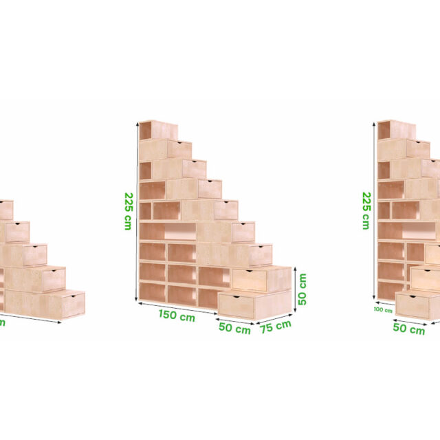 ABC MEUBLES - Escalier cube de rangement hauteur 225 cm