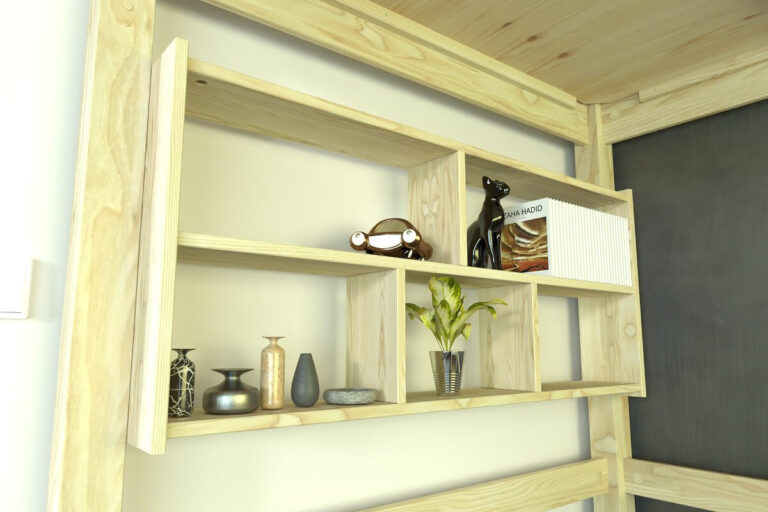 ABC MEUBLES - Etagère suspendue largeur 140cm en bois pour lit mezzanine