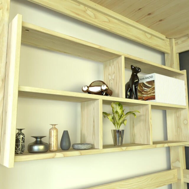 ABC MEUBLES - Etagère suspendue largeur 90cm en bois pour lit mezzanine