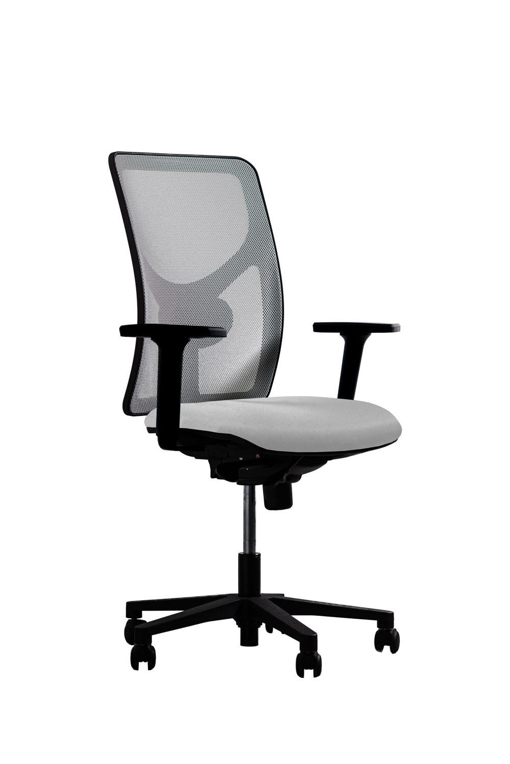 fauteuil de bureau ergonomique happy suzanne resille 2D grise J716 tissu radio blanc 8027 Navailles Navailles - Happy Suzanne Résille - fauteuil de bureau ergonomique
