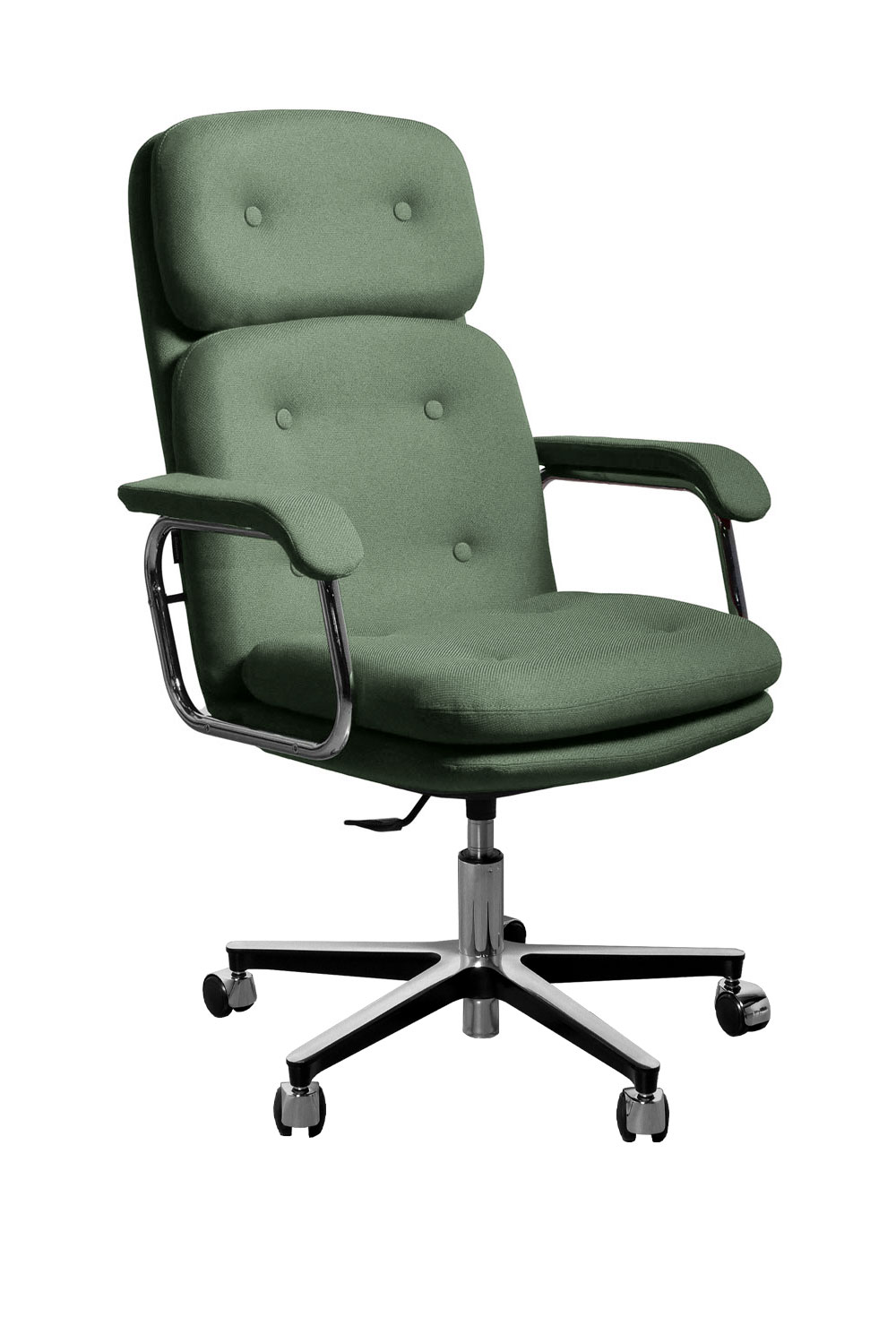fauteuil vintage de direction heritage 80 tissu cura 68186 vert clair Navailles Navailles - Héritage 80 - fauteuil bureau vintage