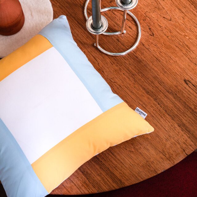 Dejorine - Housse de coussin Quadra Jaune et Bleu