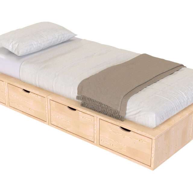 ABC MEUBLES - Lit 1 place avec rangement 90x200 Cube