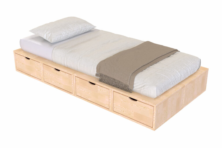 ABC MEUBLES - Lit 1 place avec rangement 90x200 Cube
