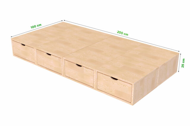 ABC MEUBLES - Lit 1 place avec rangement 90x200 Cube