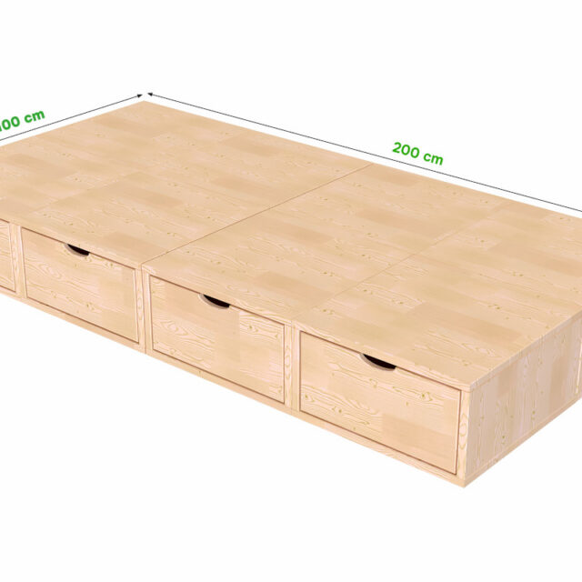 ABC MEUBLES - Lit 1 place avec rangement 90x200 Cube