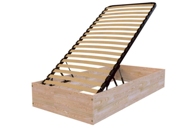 ABC MEUBLES - Lit coffre 90x200 - 1 place bois massif