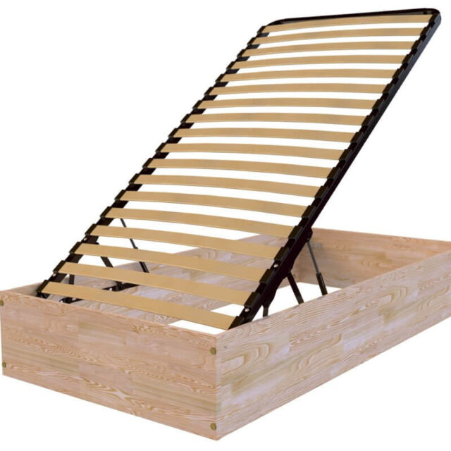 ABC MEUBLES - Lit coffre 90x200 - 1 place bois massif