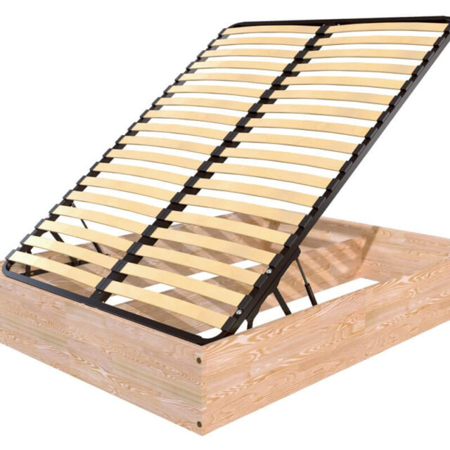 ABC MEUBLES - Lit coffre 2 places bois massif robuste - 140x190