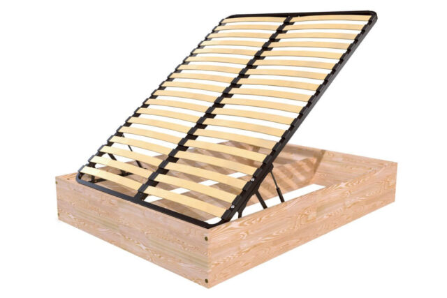 ABC MEUBLES - Lit coffre 2 places bois massif robuste - 160x200