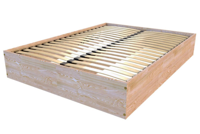 ABC Meubles - Lit coffre 2 places bois massif robuste – 140×190