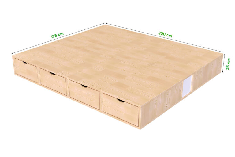 ABC MEUBLES - Lit double avec rangement tiroirs Cube - 160x200