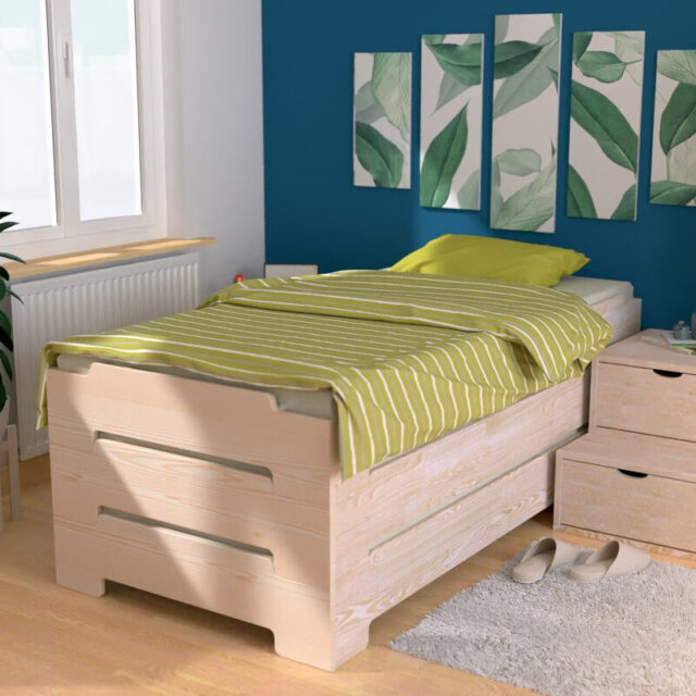 ABC MEUBLES - Lit Empilable 80x190 - 1 place en Bois Massif