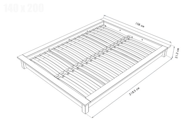ABC MEUBLES - Lit futon Solido 140x200 en bois massif