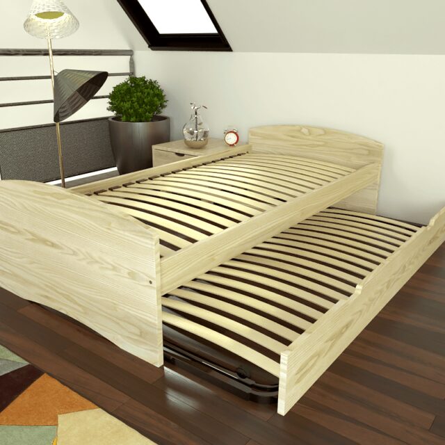 ABC MEUBLES - Lit gigogne 80x200 Happy pin massif