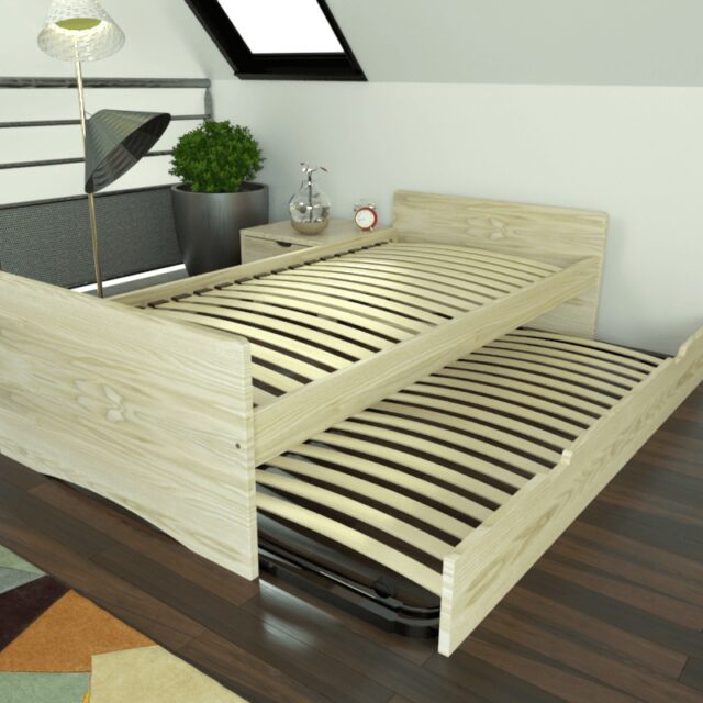 ABC MEUBLES - Lit gigogne 90x200 ABC pin massif