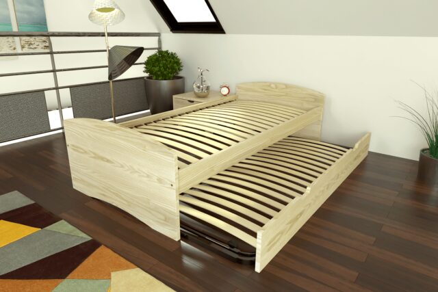 ABC MEUBLES - Lit gigogne 90x200 Happy pin massif