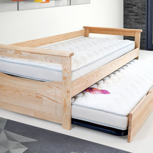 ABC MEUBLES - Lit Gigogne 90x200 Topaze Pin massif
