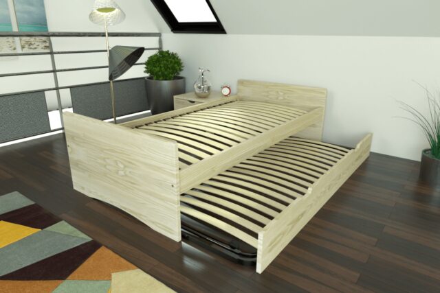 ABC MEUBLES - Lit gigogne 90x190 ABC pin massif