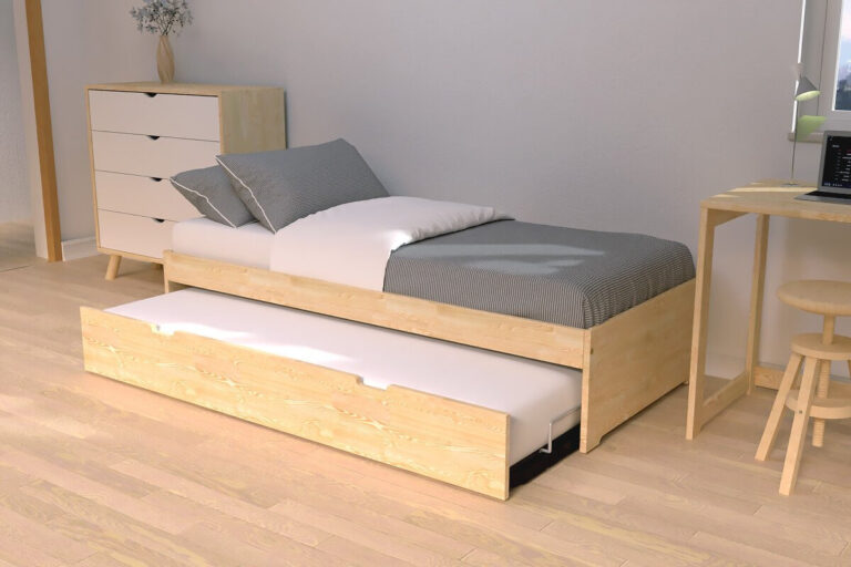 ABC MEUBLES - Lit gigogne 90x190 Malo pin massif