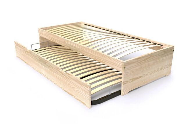 ABC MEUBLES - Lit gigogne 90x190 Malo pin massif