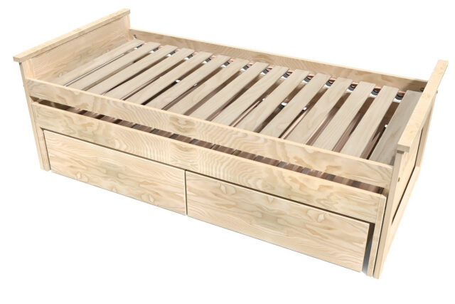 ABC Meubles - Lit Gigogne 90×200 Maxi en bois + tiroirs de rangement