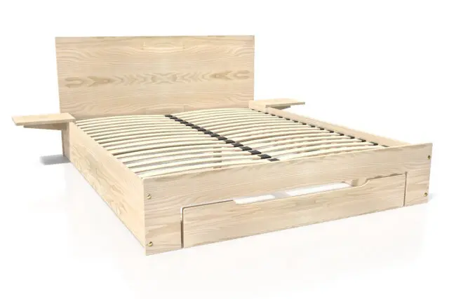 ABC Meubles - Lit 2 places 160×200 Happy bois avec tiroir et chevets amovibles