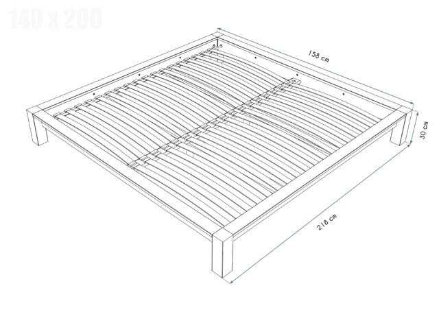 ABC MEUBLES - Lit 2 places 140x200 King Solid en bois massif