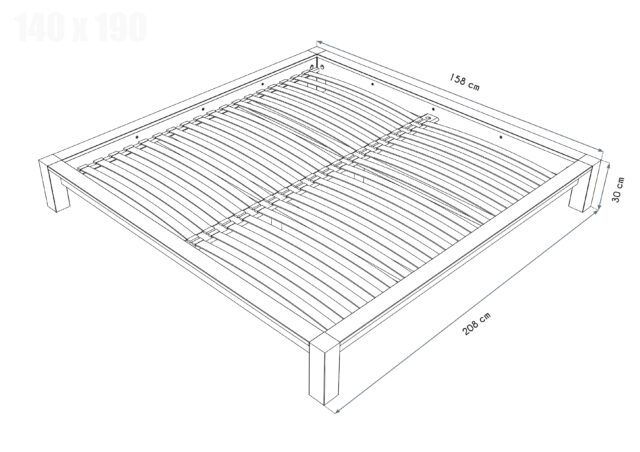 ABC MEUBLES - Lit 2 places 140x190 King Solid en bois massif