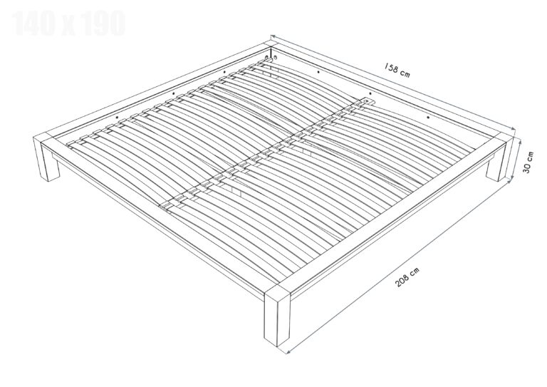 ABC MEUBLES - Lit 2 places 140x190 King Solid en bois massif