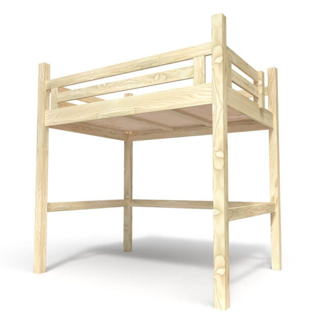 ABC MEUBLES - Lit Mezzanine adulte 160x200 bois + échelle hauteur réglable Alpage