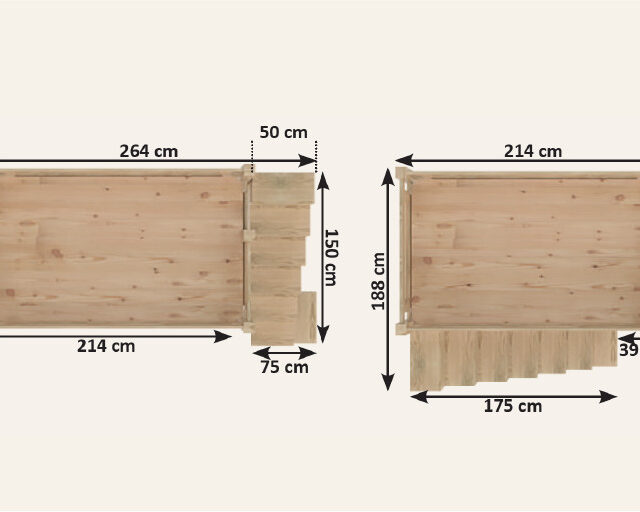 ABC MEUBLES - Lit Mezzanine adulte bois 120x200 Alpage hauteur réglable + escalier cube