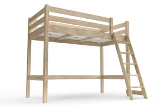 Lit mi-hauteur 90×200 bois ABC avec échelle inclinée par la marque ABC Meubles ABC Meubles - Lit mi-hauteur 90×200 bois ABC avec échelle inclinée