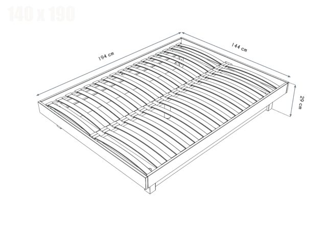ABC MEUBLES - Lit plateforme 140x190 bois massif