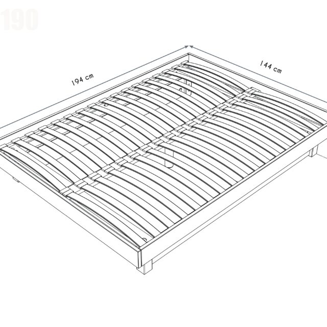 ABC MEUBLES - Lit plateforme 140x190 bois massif