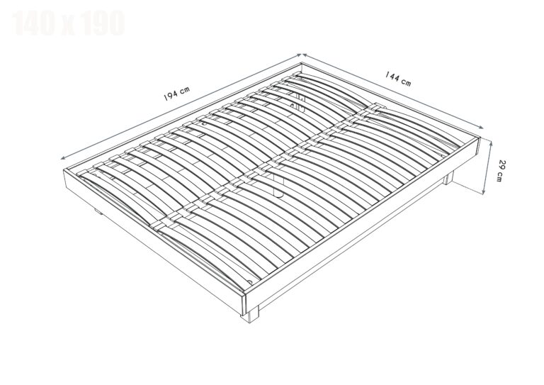 ABC MEUBLES - Lit plateforme 140x190 bois massif