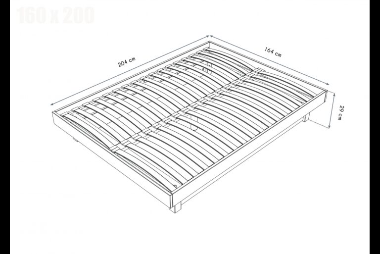 ABC MEUBLES - Lit plateforme 160x200 en bois massif