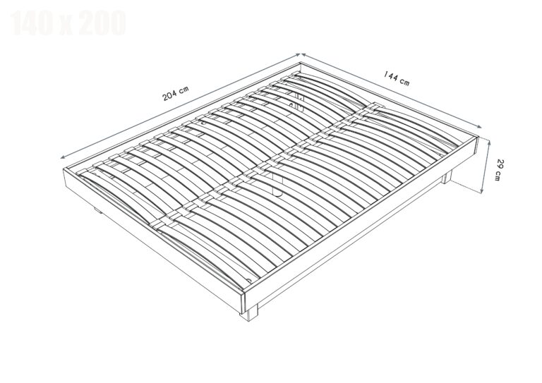 ABC MEUBLES - Lit plateforme 140x200 en bois massif