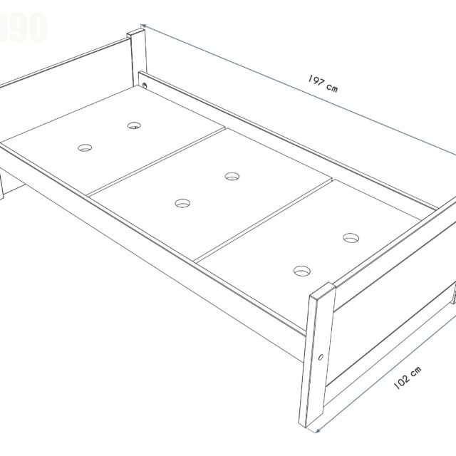 ABC MEUBLES - Lit 90x190 1 place bois hêtre Solo