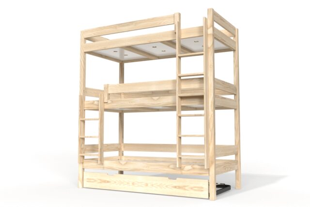 ABC Meubles - Lit superposé 4 places 90×190 en bois massif ABC