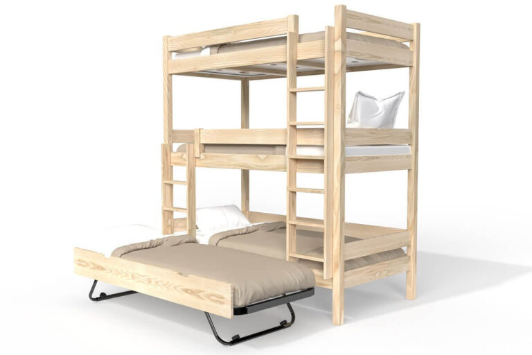 ABC MEUBLES - Lit superposé 4 places 90x190 en bois massif ABC