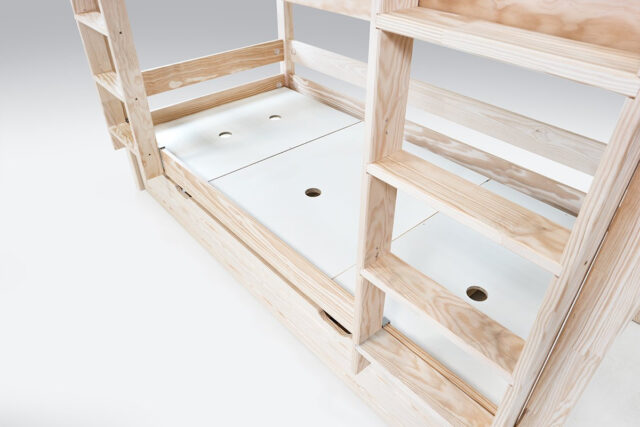 ABC MEUBLES - Lit superposé 4 places 90x190 en bois massif ABC